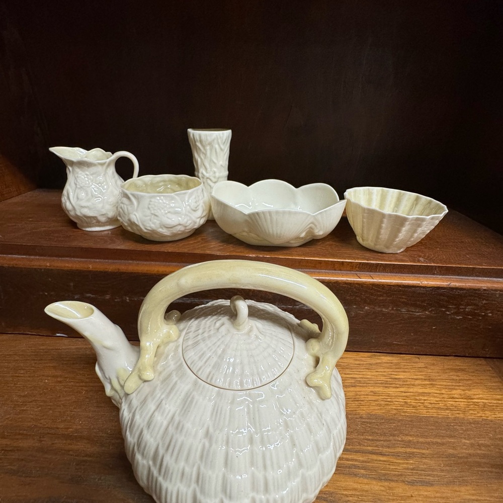 Vintage Elegant Cream Ceramic Tea Set